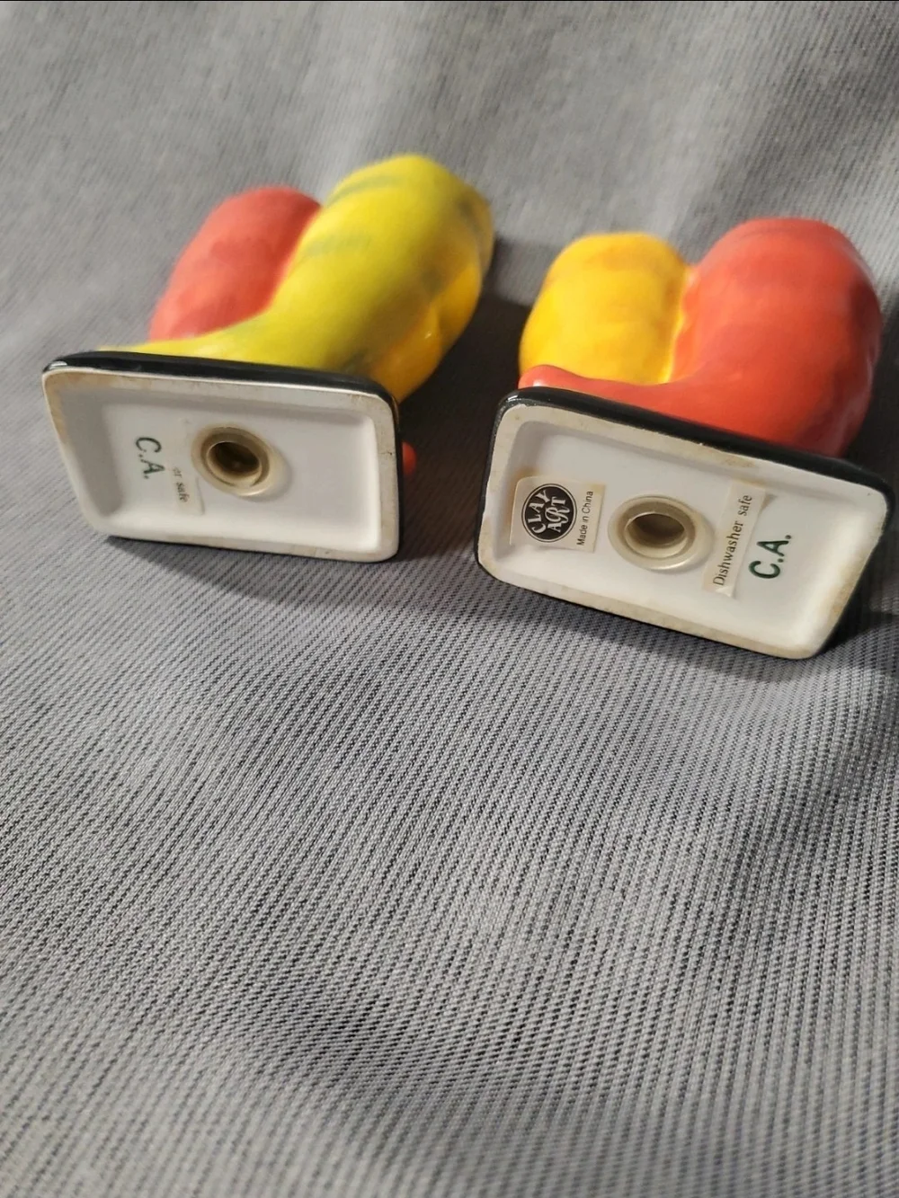 Ceramic Chili Pepper Salt and Pepper Shakers - Red and Yellow